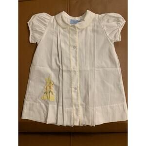 Infant Baby Girl Dress Off White Pleated Bunny Outfit Pleated 0-3M